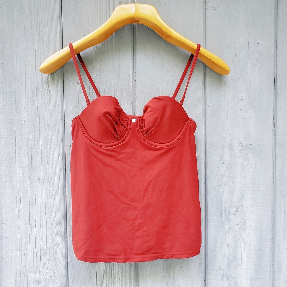 HP🎉 J. Crew Underwire Tankini Swim Top Rust Sz 0 - Picture 4 of 12